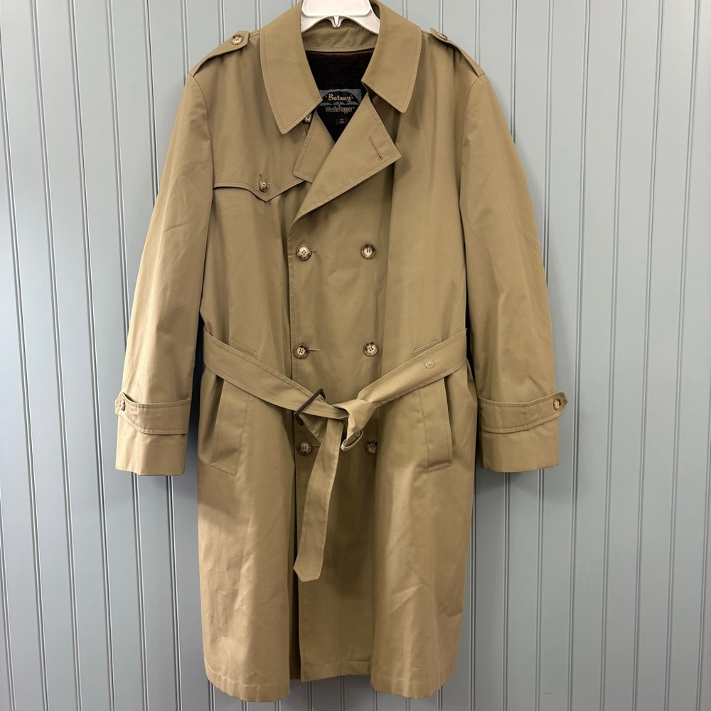 VTG Botany Weathertopper Beige Trench Coat XL with Brown Lining